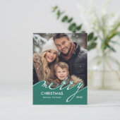 Frohe Weihnachts-Script-Foto Feiertagspostkarte (Stehend Vorderseite)