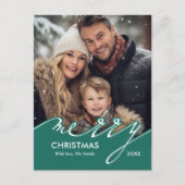 Frohe Weihnachts-Script-Foto Feiertagspostkarte (Vorderseite)
