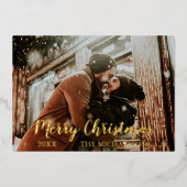 Frohe Weihnachts-Script-Foto Folien Feiertagskarte (Vorderseite)