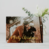 Frohe Weihnachts-Script-Foto Folien Feiertagskarte (Stehend vorne)