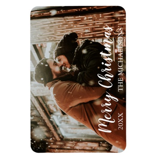Frohe Weihnachts-Script-Foto Magnet (Vertikal)