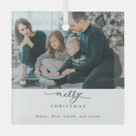 Frohe Weihnachts-Script-Foto Moderner Chic Minimal Ornament Aus Glas