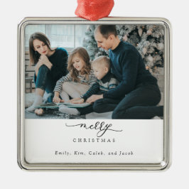 Frohe Weihnachts-Script-Foto Moderner Chic Minimal Ornament Aus Metall