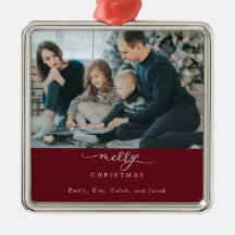 Frohe Weihnachts-Script-Foto Modernes Chic Red Whi