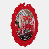 Frohe Weihnachts-Script-Foto Ornament Karte (Rechts)