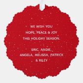 Frohe Weihnachts-Script-Foto Ornament Karte (Rückseite)