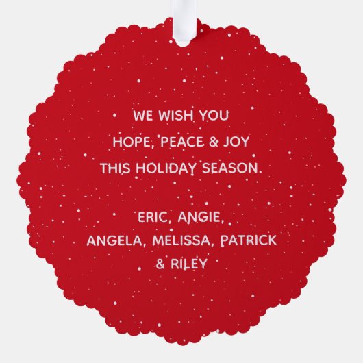 Frohe Weihnachts-Script-Foto Ornament Karte (Rückseite)