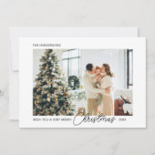 Frohe Weihnachts-Script-Foto-Weihnachtskarte Feiertagskarte (Vorderseite)