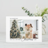 Frohe Weihnachts-Script-Foto-Weihnachtskarte Feiertagskarte (Stehend Vorderseite)