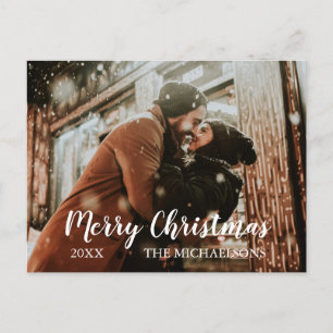 Frohe Weihnachts-Script-Foto-Weihnachtskarte Feiertagspostkarte