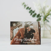 Frohe Weihnachts-Script-Foto-Weihnachtskarte Feiertagspostkarte (Stehend Vorderseite)
