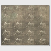 Frohe Weihnachts-Script Gold Burlap Linen Hütte Geschenkpapier (Flach)