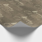 Frohe Weihnachts-Script Gold Burlap Linen Hütte Geschenkpapier (Ecke)