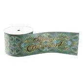 Frohe Weihnachts-Script Gold Turquoise Green Ripsband (Spule)