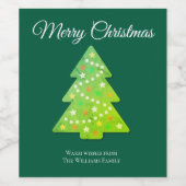 Frohe Weihnachts-Script Grünen Weihnachtsbaum Weinetikett (Einzelnes Label)