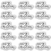 Frohe Weihnachts Script Happy Mail Geschenkdekorat Aufkleber (Vorderseite)