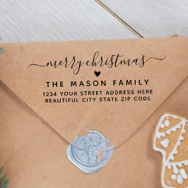 Frohe Weihnachts-Script-Herz-Rücksendeadresse Permastempel