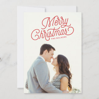 Frohe Weihnachts Script Holiday Foto Card Feiertagskarte