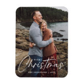 Frohe Weihnachts-Script-Holiday-Foto Magnet (Vertikal)