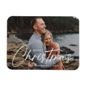Frohe Weihnachts-Script-Holiday-Foto Magnet (Horizontal)