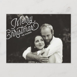 Frohe Weihnachts Script Holiday Foto Postcard Feiertagspostkarte
