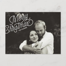 Frohe Weihnachts Script Holiday Foto Postcard Feiertagspostkarte