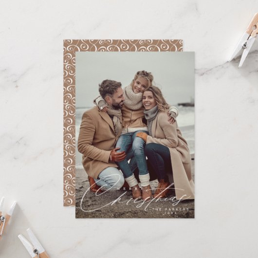 Frohe Weihnachts-Script Holiday Fotokarte Einladung (Vorderseite/Rückseite Beispiel)