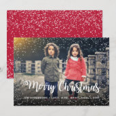 Frohe Weihnachts-Script Holiday Snowfall Feiertagskarte (Vorne/Hinten)