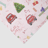 Frohe Weihnachts Script Holiday Tree Car Muster Wr Seidenpapier (Ausschnitt)