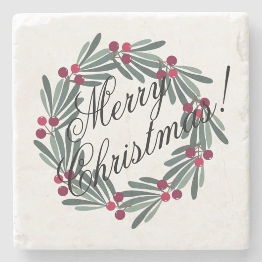 Frohe Weihnachts-Script Hübsch-White-Festival Steinuntersetzer (Vorderseite)