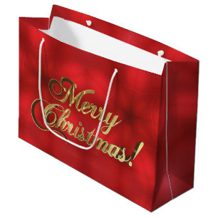 Frohe Weihnachts-Script-Imitate Gold Foil Große Geschenktüte