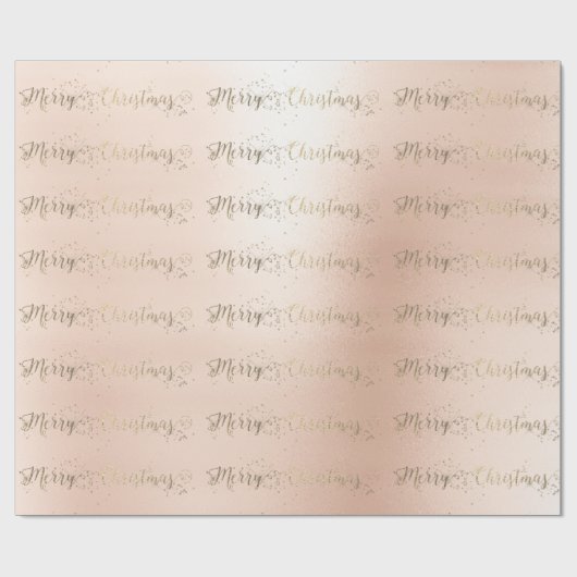 Frohe Weihnachts-Script-Imitate Gold Pastel Pink R Geschenkpapier (Flach)