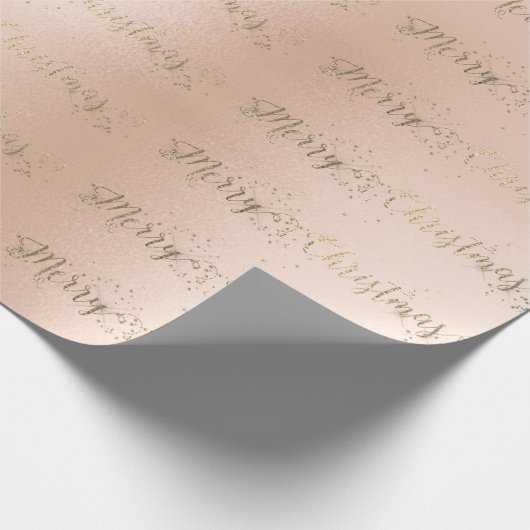 Frohe Weihnachts-Script-Imitate Gold Pastel Pink R Geschenkpapier (Ecke)
