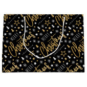 Frohe Weihnachts-Script-Individuelle Name Black Im Große Geschenktüte (Vorderseite)