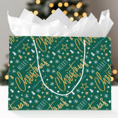 Frohe Weihnachts-Script-Individuelle Name Green Im Große Geschenktüte