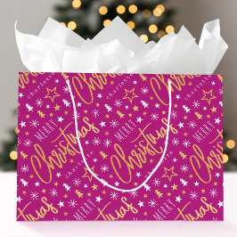 Frohe Weihnachts-Script-Individuelle Name Pink Imi Große Geschenktüte