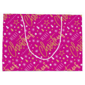 Frohe Weihnachts-Script-Individuelle Name Pink Imi Große Geschenktüte (Rückseite)
