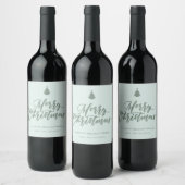 Frohe Weihnachts-Script Mint Green Holiday Wine Weinetikett (Flaschen)
