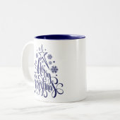 Frohe Weihnachts-Script modern Zweifarbige Tasse (Vorderseite Links)