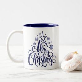Frohe Weihnachts-Script modern Zweifarbige Tasse
