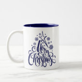 Frohe Weihnachts-Script modern Zweifarbige Tasse (Links)