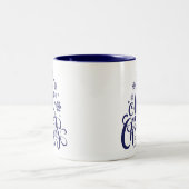 Frohe Weihnachts-Script modern Zweifarbige Tasse (Mittel)