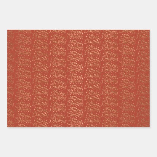 Frohe Weihnachts-Script-Muster Geschenkpapier Set (Vorderseite)