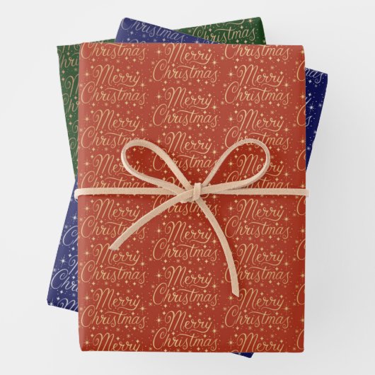 Frohe Weihnachts-Script-Muster Geschenkpapier Set (Beispiel)