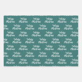 Frohe Weihnachts-Script-Muster Green Pink Orange Geschenkpapier Set (Vorderseite 3)