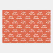 Frohe Weihnachts-Script-Muster Green Pink Orange Geschenkpapier Set (Vorderseite 2)
