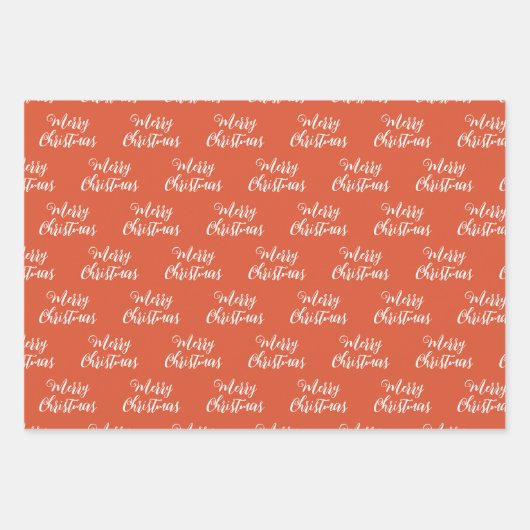 Frohe Weihnachts-Script-Muster Green Pink Orange Geschenkpapier Set (Vorderseite 2)