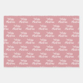 Frohe Weihnachts-Script-Muster Green Pink Orange Geschenkpapier Set (Vorderseite)