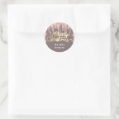 Frohe Weihnachts-Script Name Rose 3D-Tropfen Blush Runder Aufkleber (Tasche)
