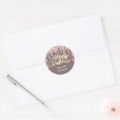 Frohe Weihnachts-Script Name Rose 3D-Tropfen Blush Runder Aufkleber (Umschlag)